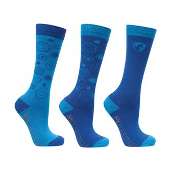 Hy Equestrian Dynamizs Ecliptic Socks (Pack of 3) - Child (Cobalt/Ocean)