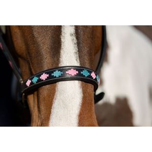 Gallop Premium Padded Leather Headcollar (Pink/Aqua)