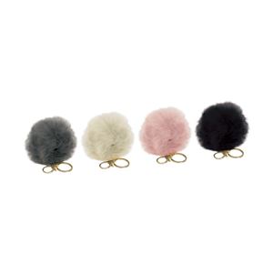 Hy Equestrian Faux Fur Pom Pom Key Ring (Grey)