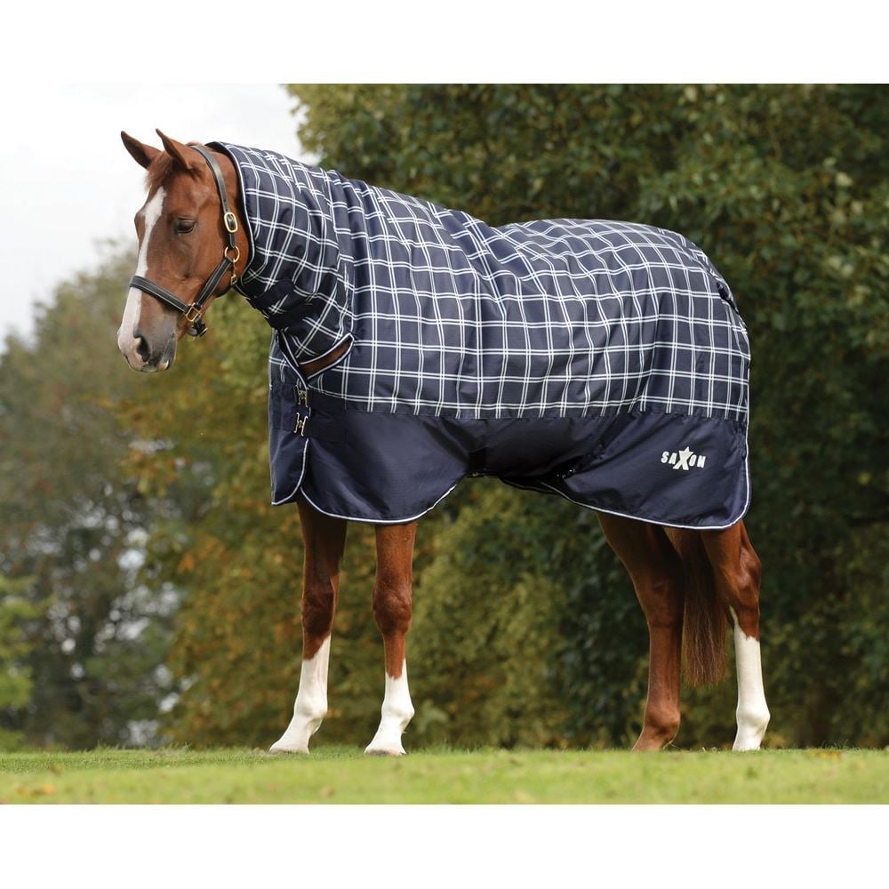 Saxon Defiant 600D Combo Heavy Turnout Rug 300g (Navy Plaid)