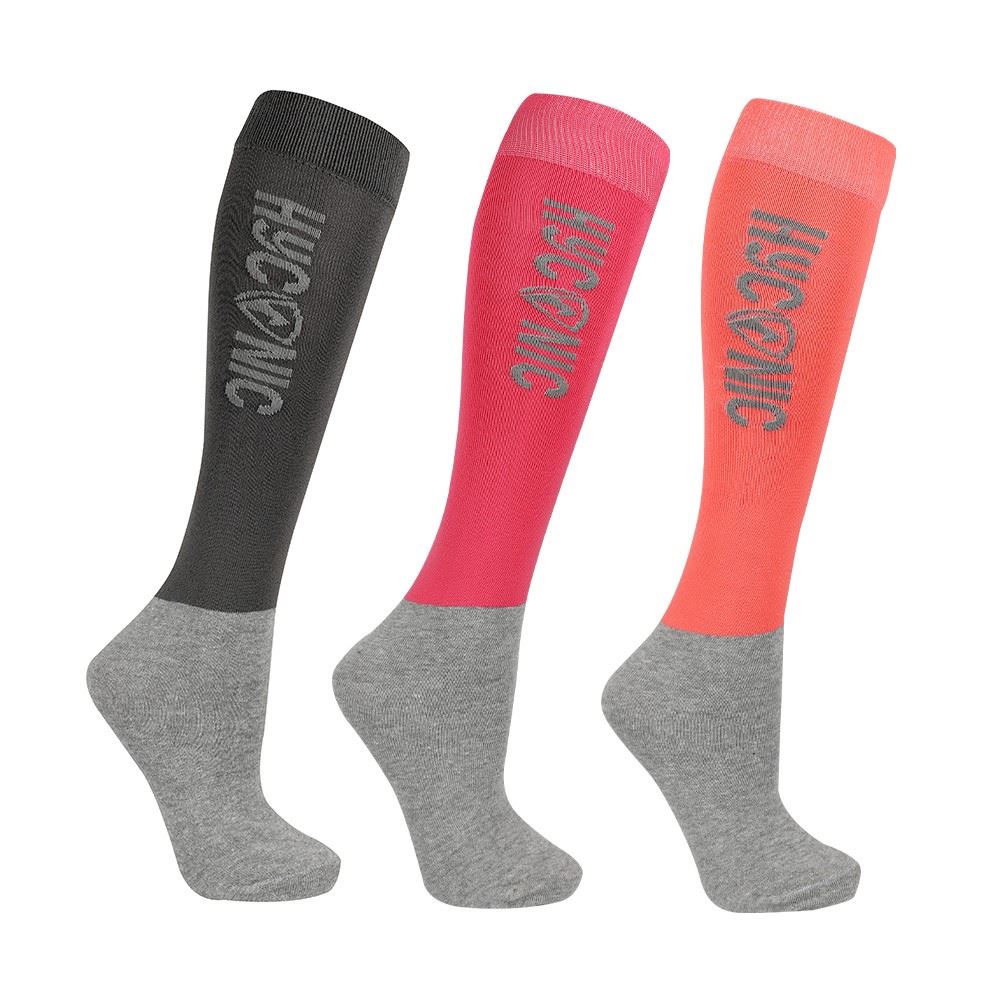 HYCONIC Adults Socks by Hy Equestrian - Pack of 3 (Pink)