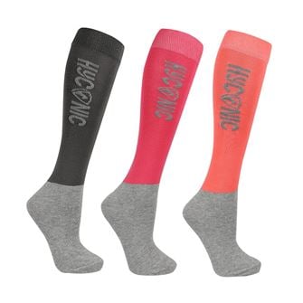 HYCONIC Adults Socks by Hy Equestrian - Pack of 3 (Pink)