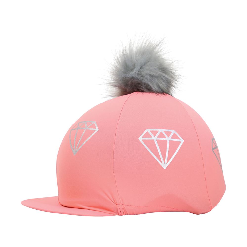 Hy Equestrian Diamonds Hat Cover (Bright Coral/Grey)