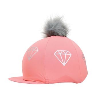 Hy Equestrian Diamonds Hat Cover (Bright Coral/Grey)