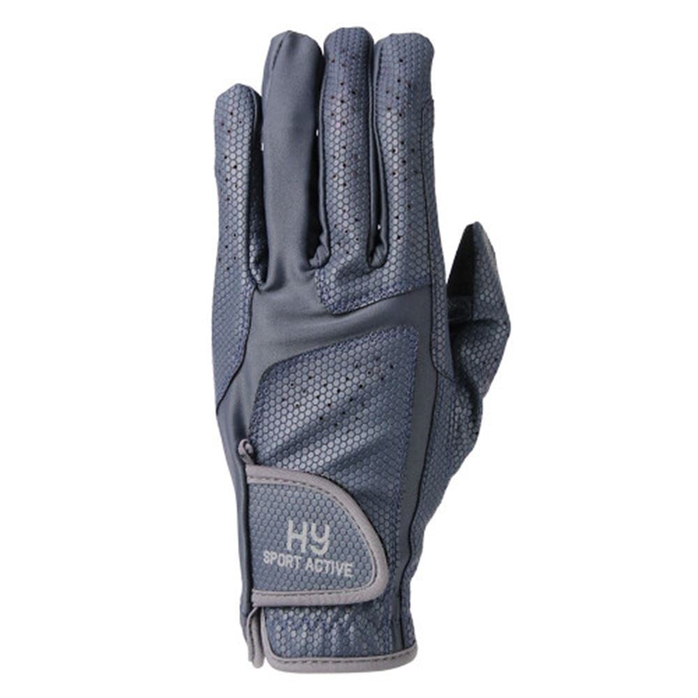 Hy Sport Active Young Rider Riding Gloves (Navy/Pencil Point Grey)