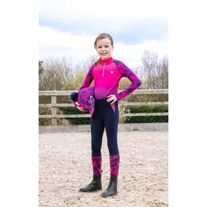 Hy Equestrian DynaForce Riding Tights (Raspberry/Navy)