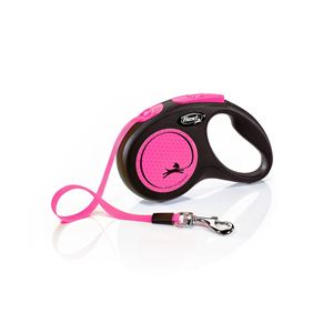 Flexi New Neon Tape Dog Lead - Small 5m (Pink)