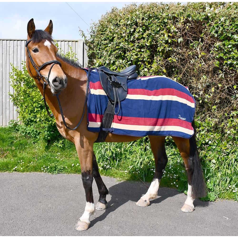 Rhinegold Fleece 3/4 Length Ride-On Rug (Burgundy Stripe)