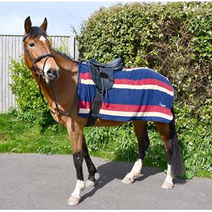 Rhinegold Fleece 3/4 Length Ride-On Rug (Burgundy Stripe)