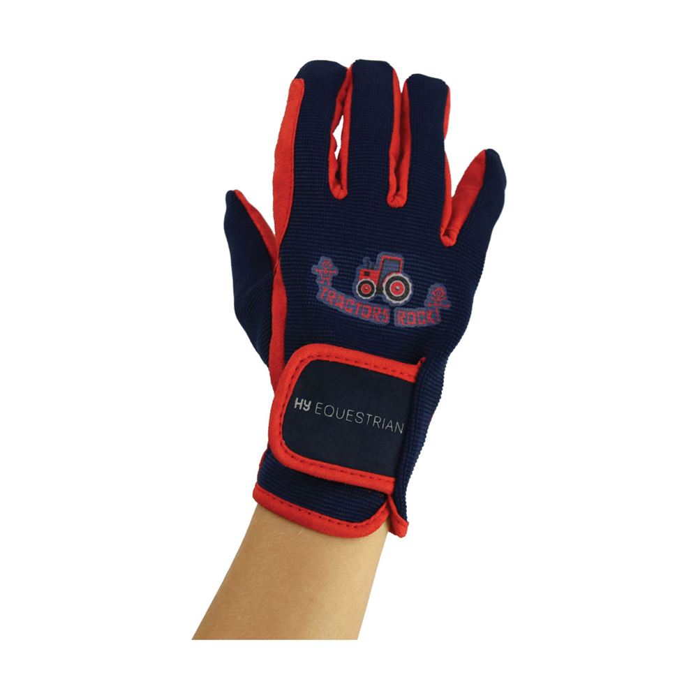 Hy Equestrian Tractors Rock Gloves (Navy/Red)