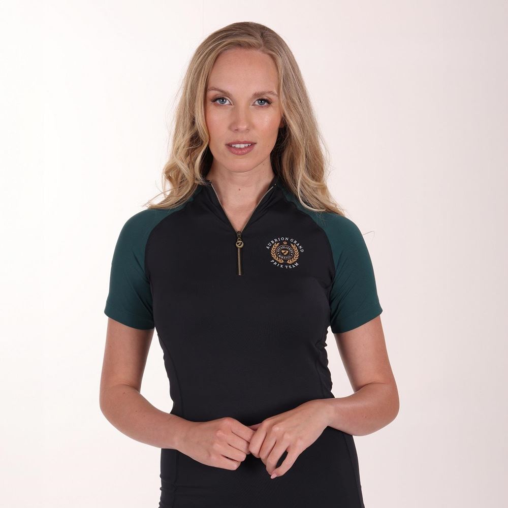 Shires Aubrion Team Ladies Short Sleeve Base Layer (Black)