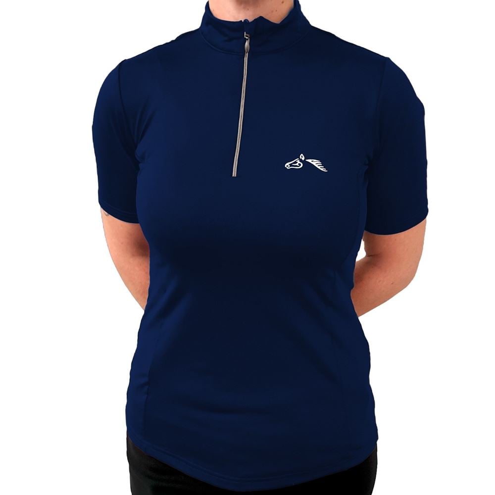 Gallop Short Sleeve Zipped Neck Base Layer (Navy)