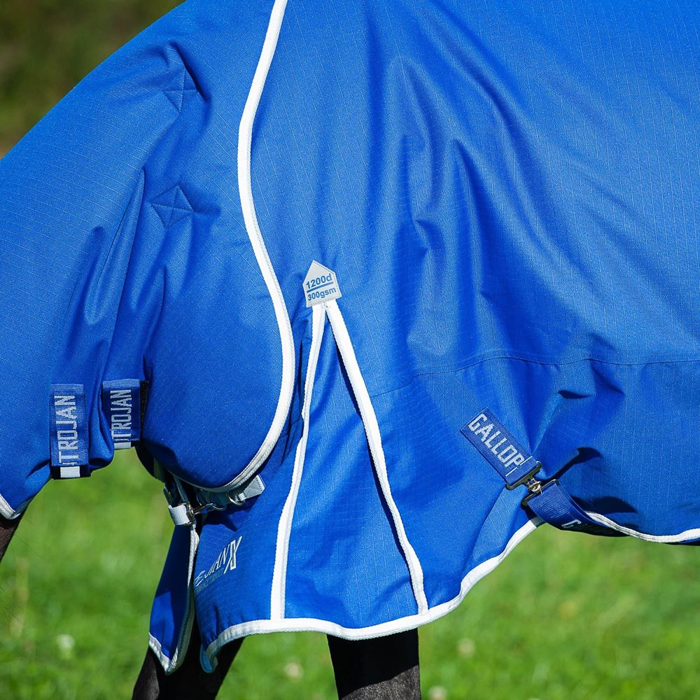 Gallop Trojan Xtra 300 Dual Turnout Rug & Neck Set (Royal Blue/Grey)