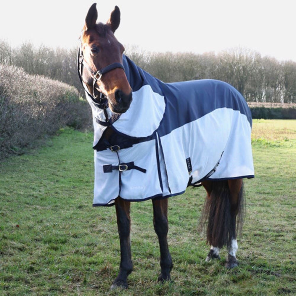 Hy Equestrian StormX Empra Aqua Shield Fly Rug (Navy/White)