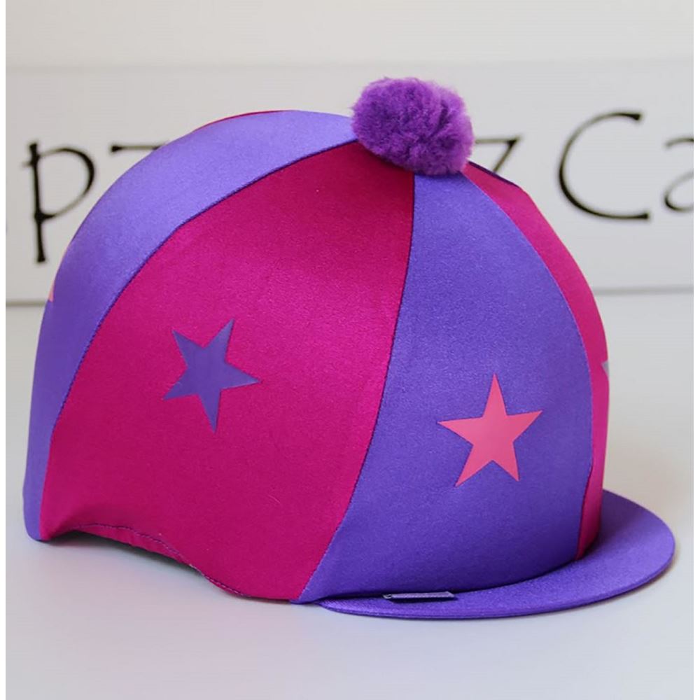 Capz Motif Cap Cover Lycra - Starz & Pom Pom (Cerise/Purple)