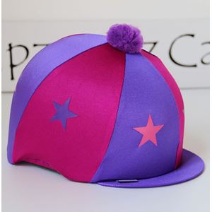 Capz Motif Cap Cover Lycra - Starz & Pom Pom (Cerise/Purple)