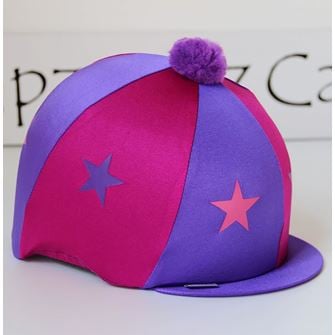 Capz Motif Cap Cover Lycra - Starz & Pom Pom (Cerise/Purple)