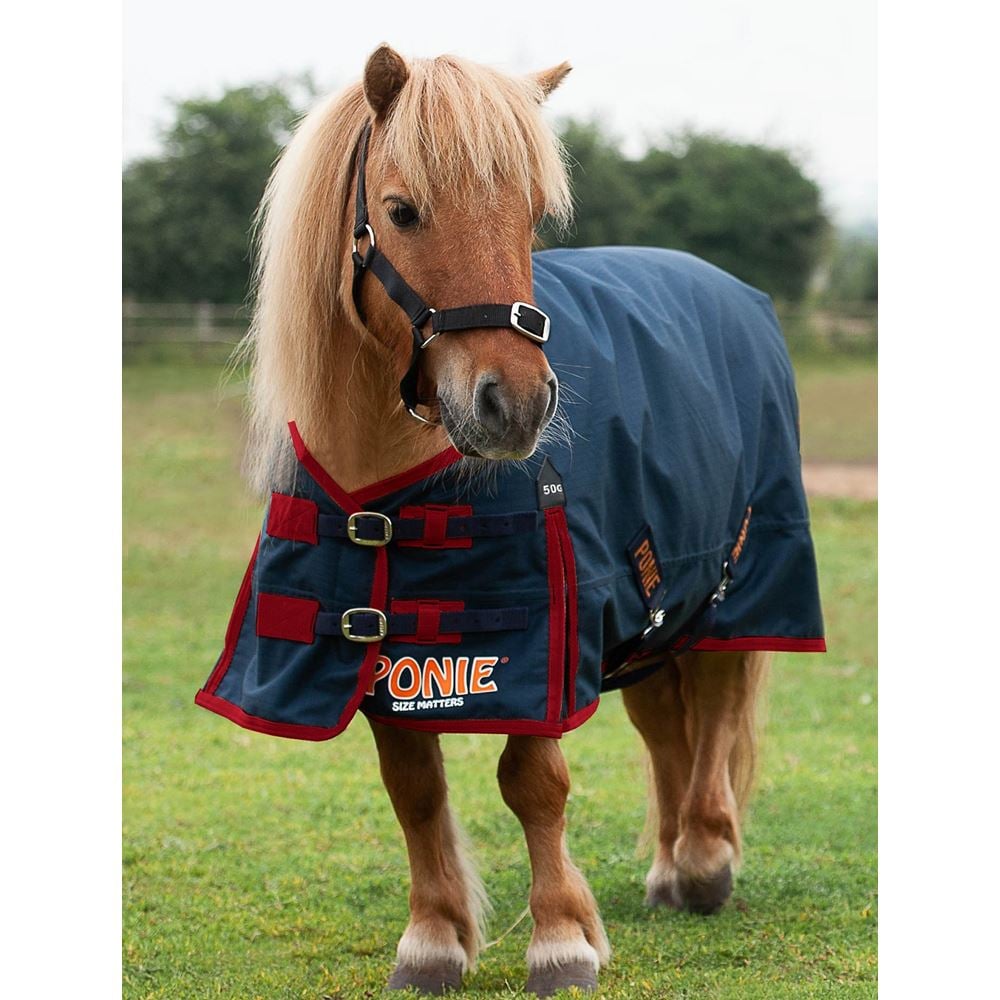 Gallop Ponie 50 Turnout Rug - 50g (Navy/Burgundy)