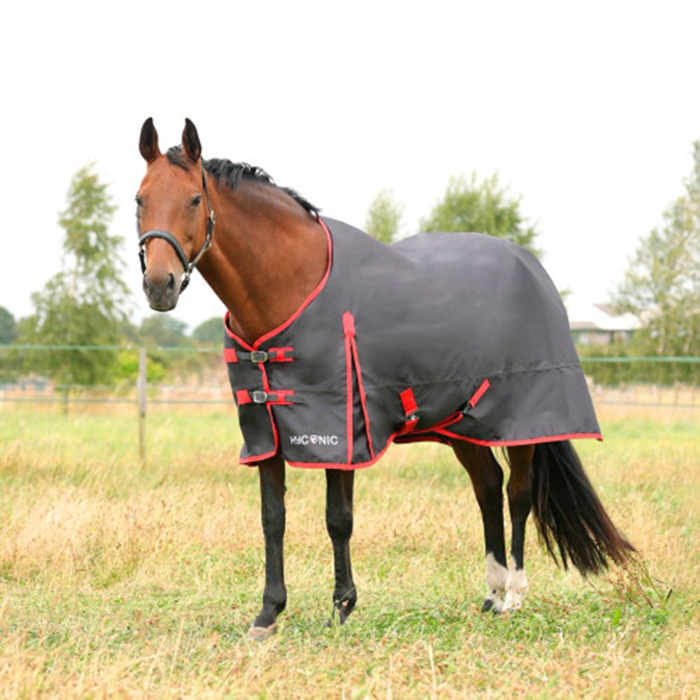 Hy Equestrian HYCONIC 0g Turnout Rug (Charcoal/Red)