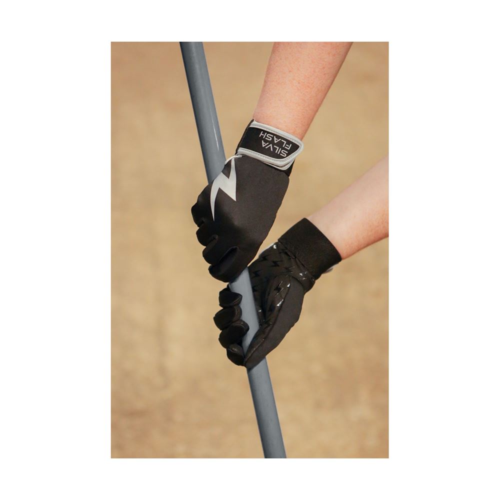 Hy Equestrian Silva Flash Riding Gloves (Black/Reflective Silver)