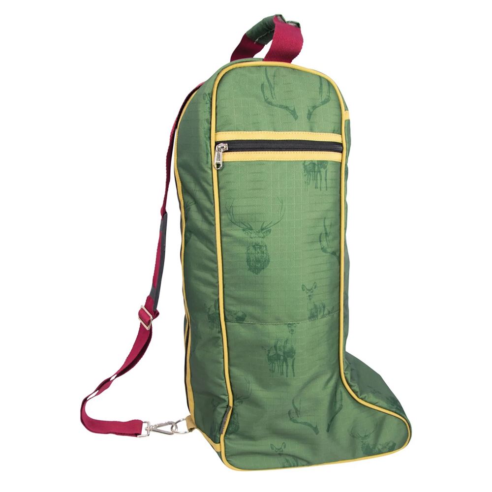 Hy Equestrian Divine Deer Boot Bag (Moss/Merlot/Fawn)