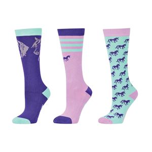 Dublin Kids 3 Pack Riding Socks (Nineties Horses)