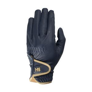 Hy Equestrian Cottenham Elite Riding Gloves - Adult (Navy/Gold)