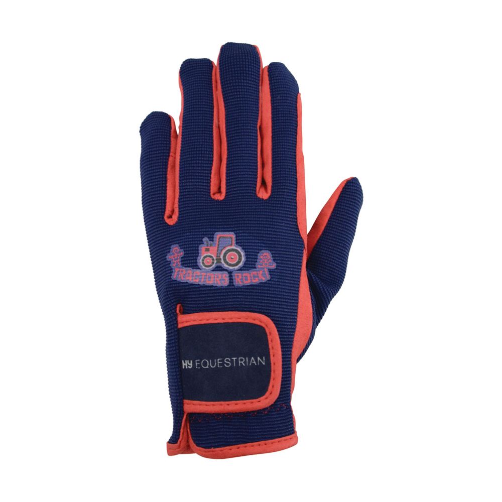 Hy Equestrian Tractors Rock Gloves (Navy/Red)