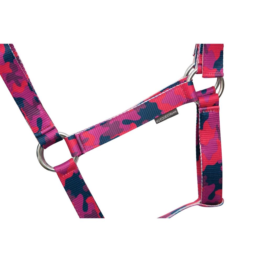 Hy Equestrian DynaForce Head Collar & Lead Rope (Raspberry/Navy)