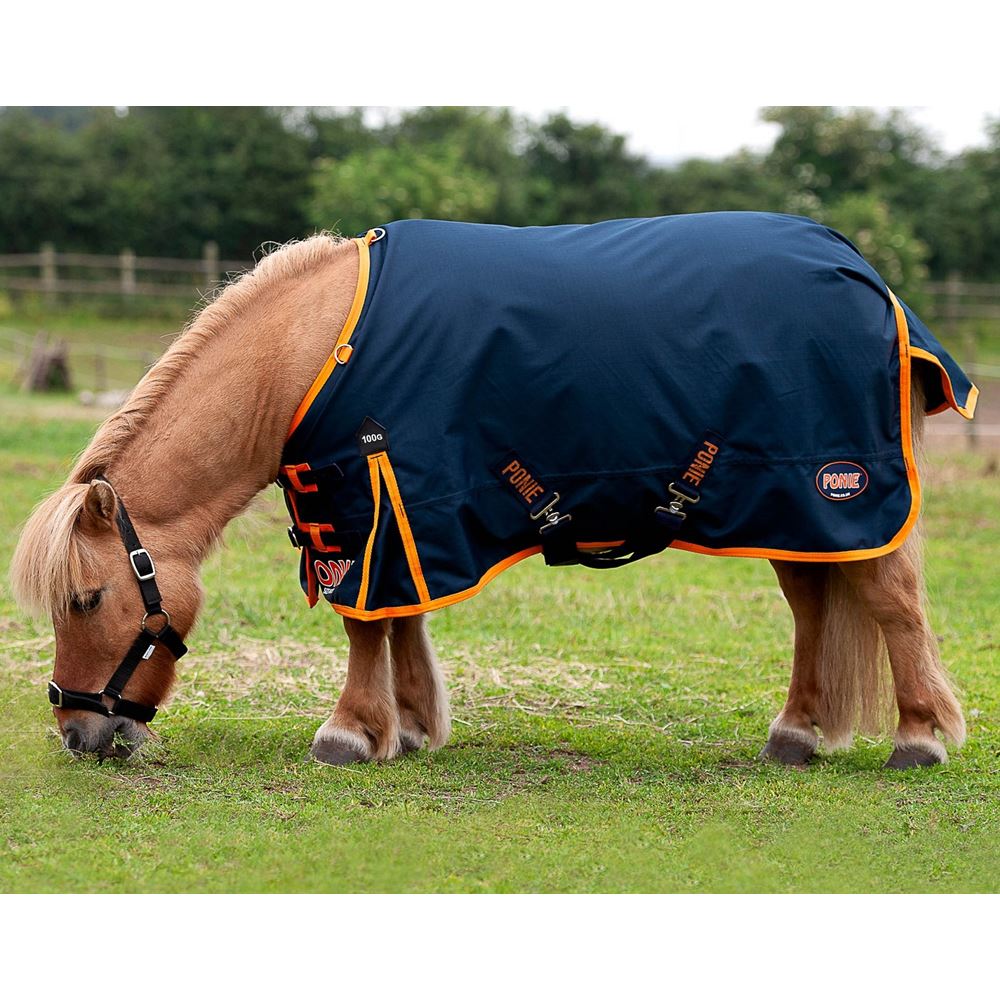 Gallop Ponie 100 Turnout Rug (Navy/Orange)