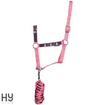 Hy Equestrian Unicorn Magic Head Collar and Lead Rope Set (Navy/Pink)