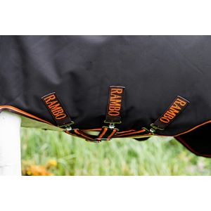 Horseware Rambo Supreme Turnout Medium 200g  (Black/Orange, Tan & Brown)