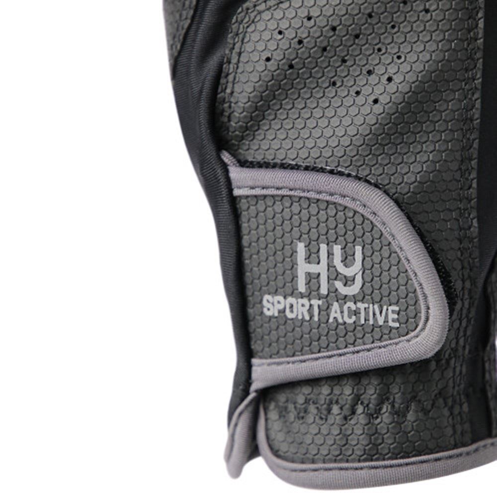 Hy Sport Active Young Rider Riding Gloves (Black/Pencil Point Grey)