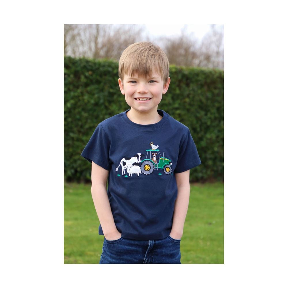 British Country Collection Farmyard T-Shirt - Child (Navy)