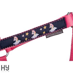 Hy Equestrian Unicorn Magic Head Collar and Lead Rope Set (Navy/Pink)