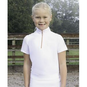 Hy Equestrian Roka Royal Childrens Show Shirt (White with Rose Gold Diamantes)